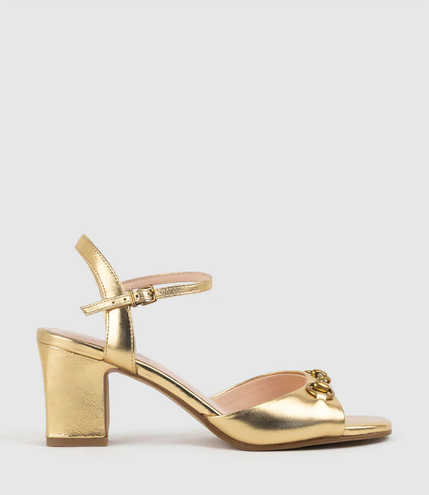 SETRA65 Sandal with Horsebit in Aged Gold