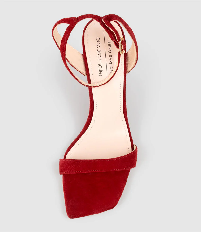 SHANIA90 Single Strap Sandal on Wedge in Cherry Suede - Image 5