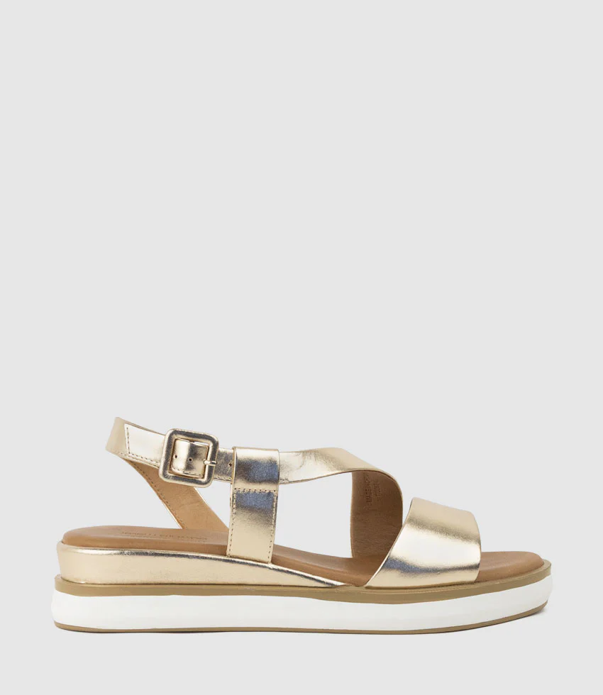 SHONA Asymmetrical Sandal on Unit in Gold