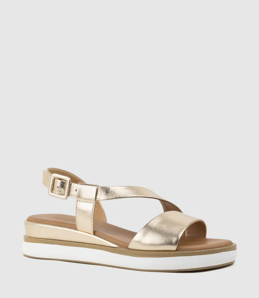 SHONA Asymmetrical Sandal on Unit in Gold - Image 2