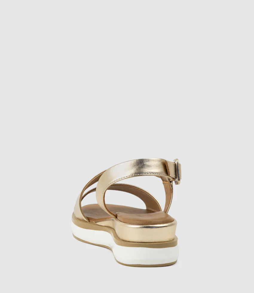 SHONA Asymmetrical Sandal on Unit in Gold - Image 3