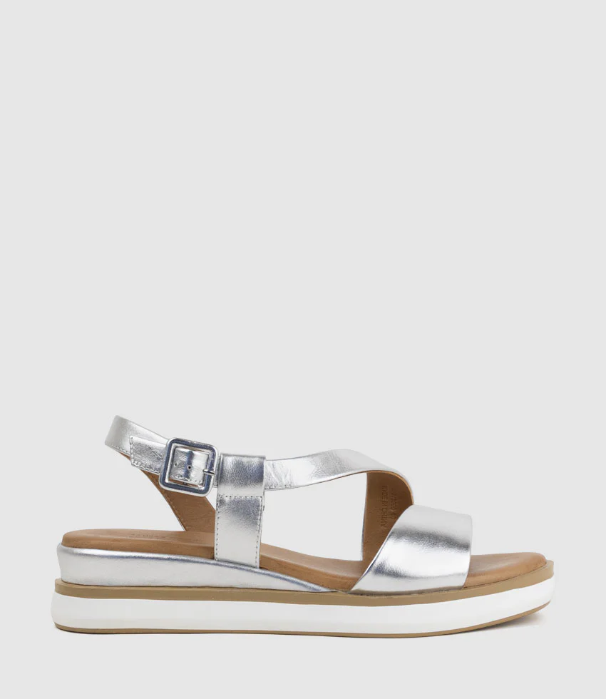SHONA Asymmetrical Sandal on Unit in Silver