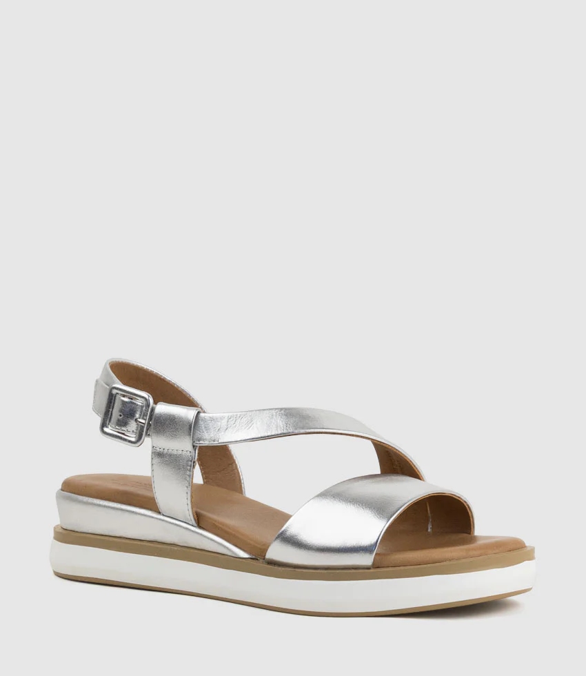 SHONA Asymmetrical Sandal on Unit in Silver - Image 3