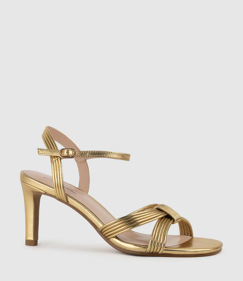 SIARA75 Gathered Knot Sandal in Aged Gold - Image 2