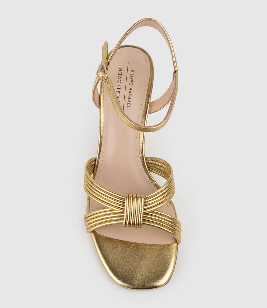 SIARA75 Gathered Knot Sandal in Aged Gold - Image 4