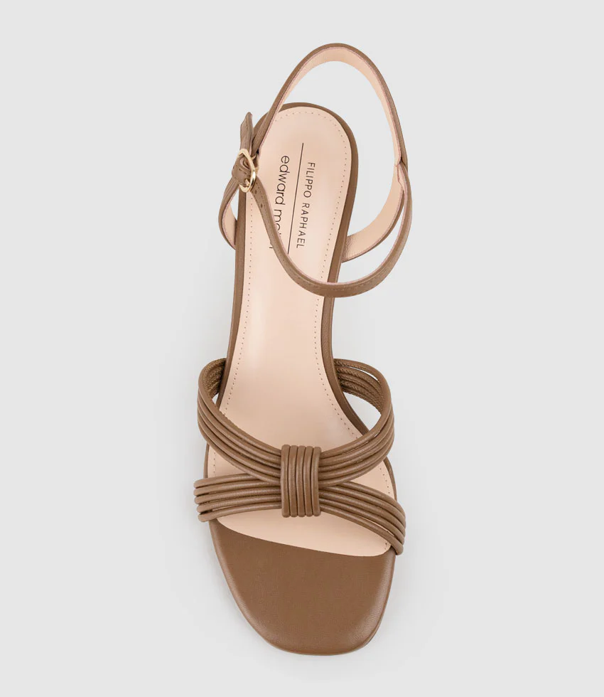 SIARA75 Gathered Knot Sandal in Tan - Image 5