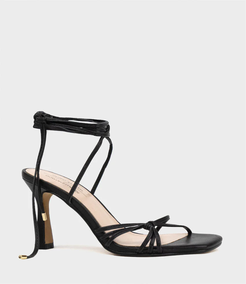 SIDNEY80 Square Toe Ankle Tie Sandal in Black - Image 2