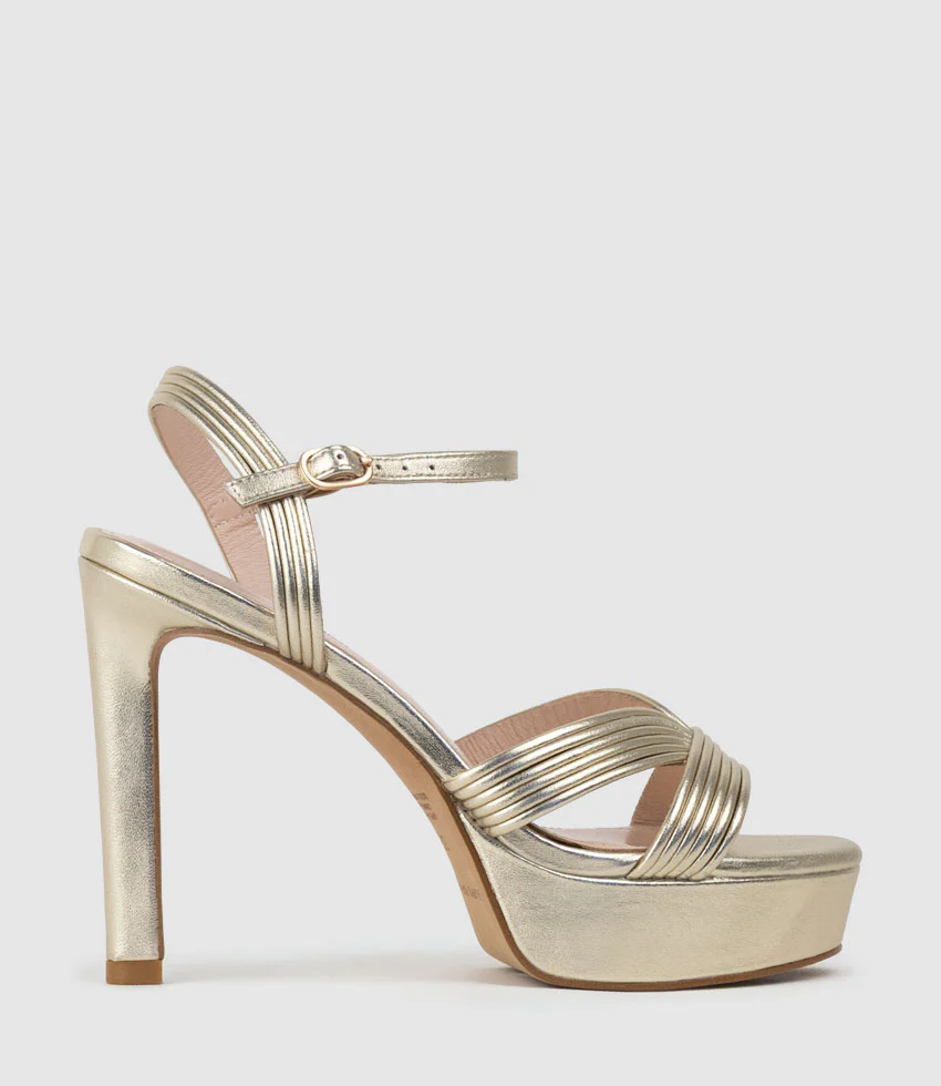 SIERRA110 Tubed V Front Platform Sandal in Palegold
