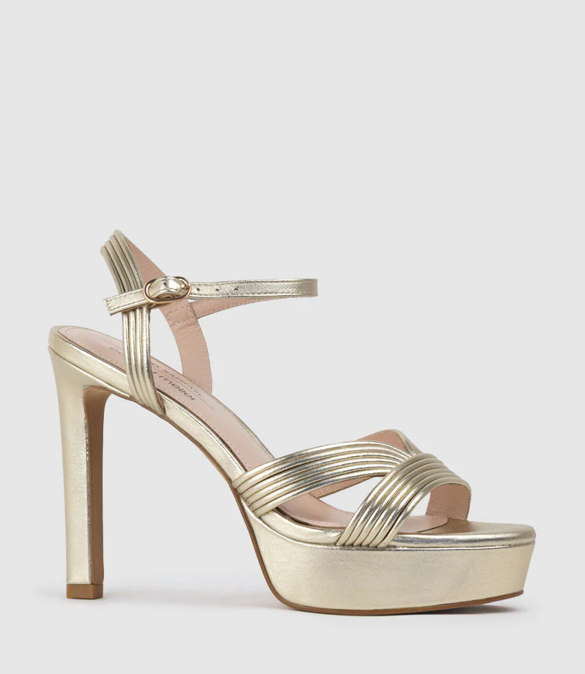 SIERRA110 Tubed V Front Platform Sandal in Palegold - Image 3