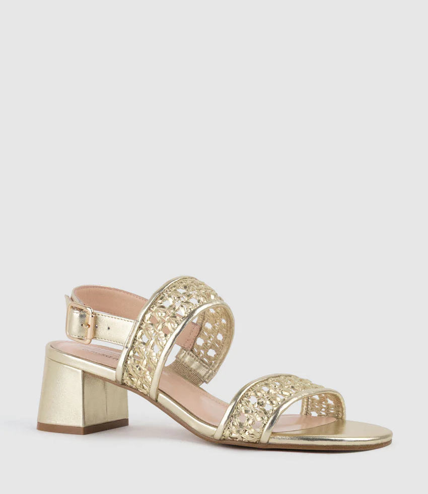 SIMONE50 Two Strap Weave Sandal in Pale Gold - Image 2