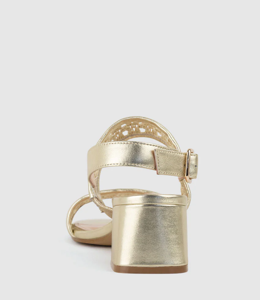SIMONE50 Two Strap Weave Sandal in Pale Gold - Image 3