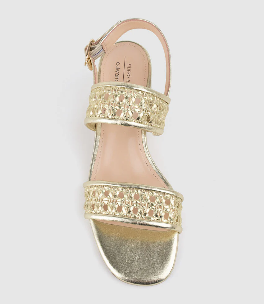 SIMONE50 Two Strap Weave Sandal in Pale Gold - Image 4