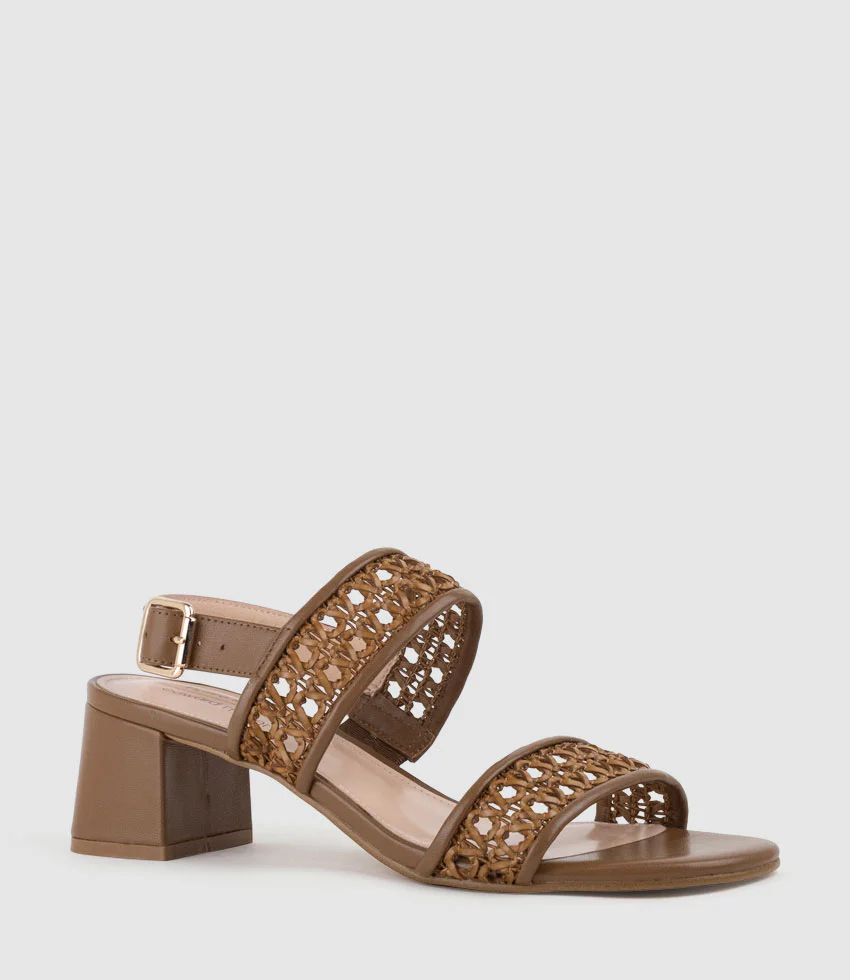 SIMONE50 Two Strap Weave Sandal in Tan - Image 2