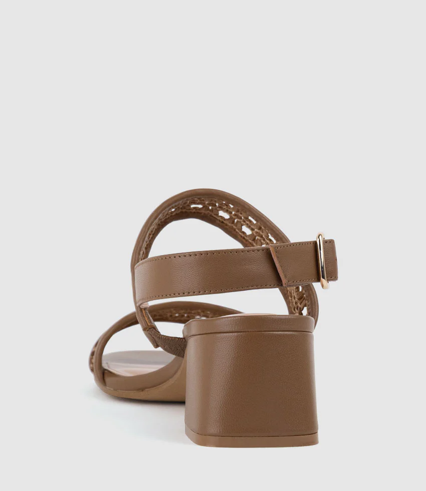 SIMONE50 Two Strap Weave Sandal in Tan - Image 3