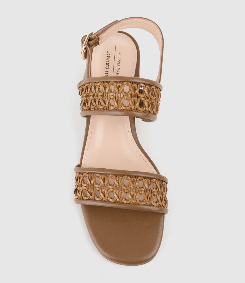SIMONE50 Two Strap Weave Sandal in Tan - Image 4