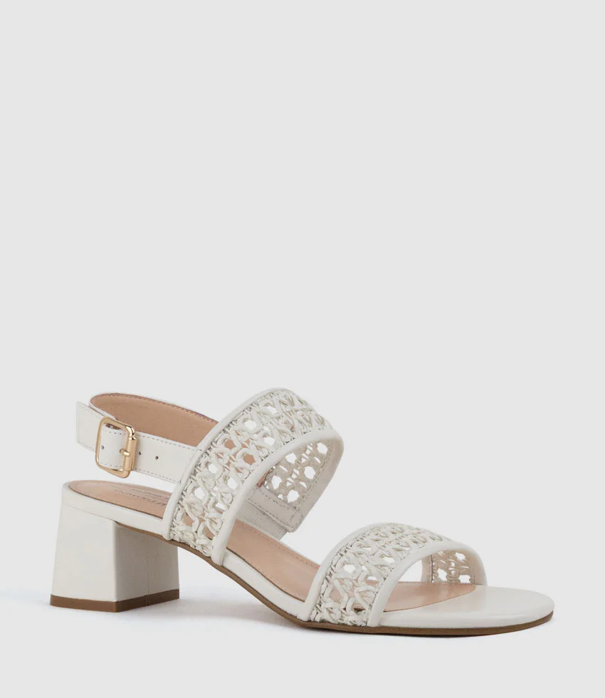 SIMONE50 Two Strap Weave Sandal in White - Image 2