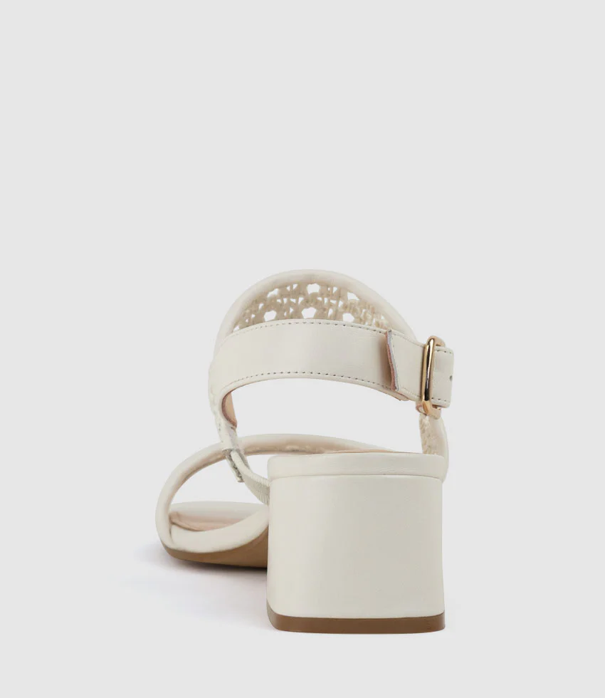 SIMONE50 Two Strap Weave Sandal in White - Image 3