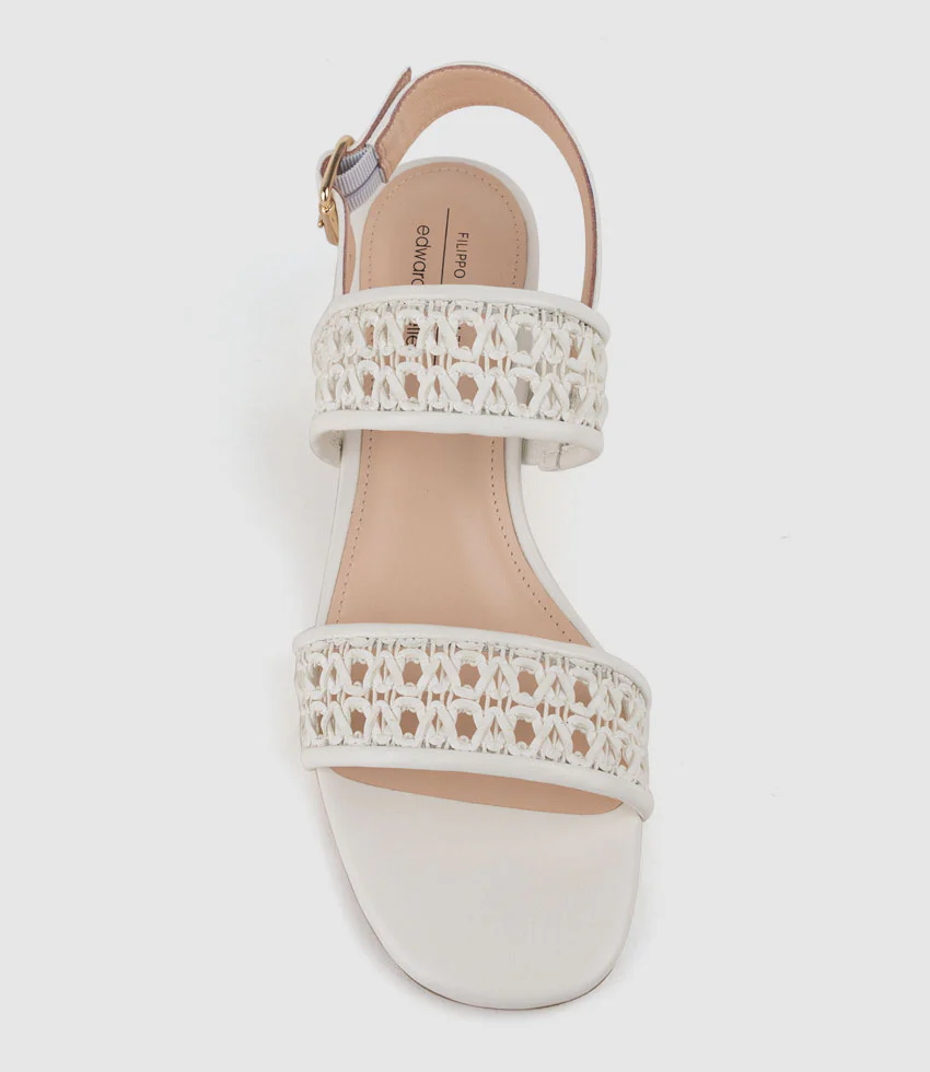 SIMONE50 Two Strap Weave Sandal in White - Image 4