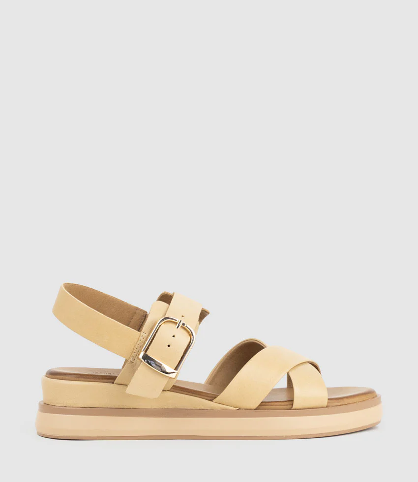 SLAIN Crossover Sandal with Buckle on Unit in Beige
