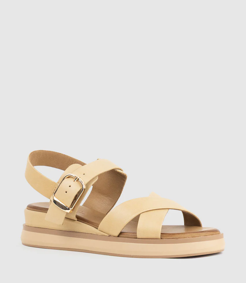 SLAIN Crossover Sandal with Buckle on Unit in Beige - Image 2