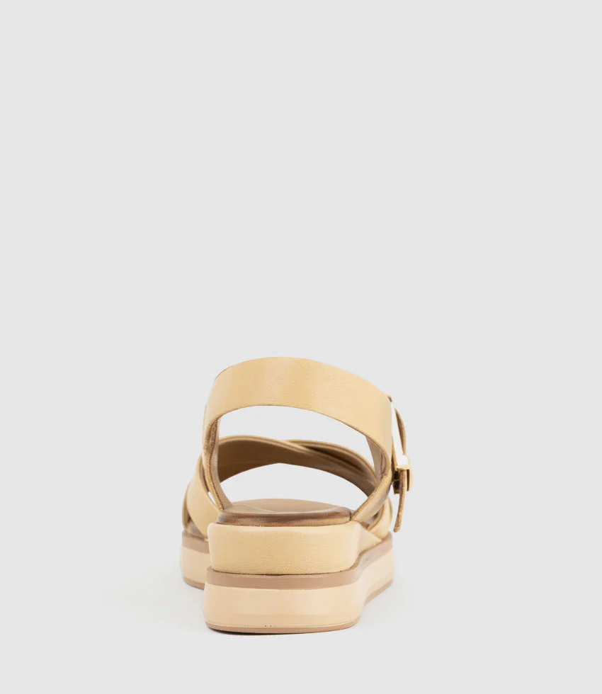 SLAIN Crossover Sandal with Buckle on Unit in Beige - Image 3