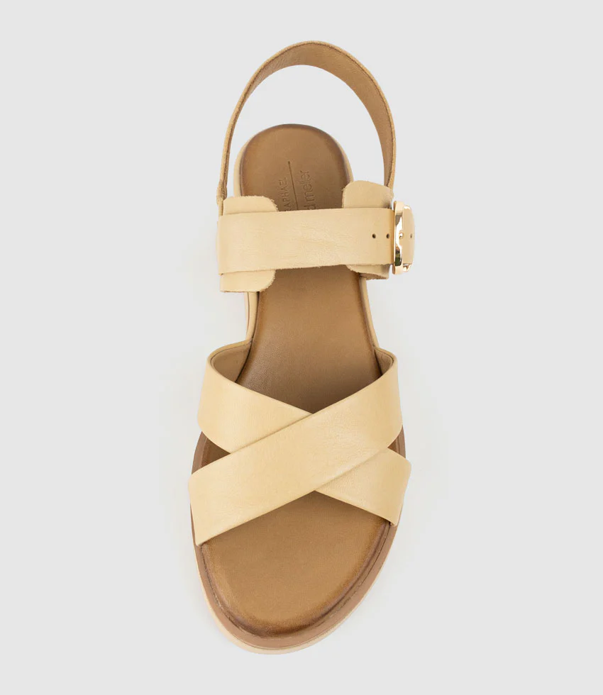 SLAIN Crossover Sandal with Buckle on Unit in Beige - Image 4