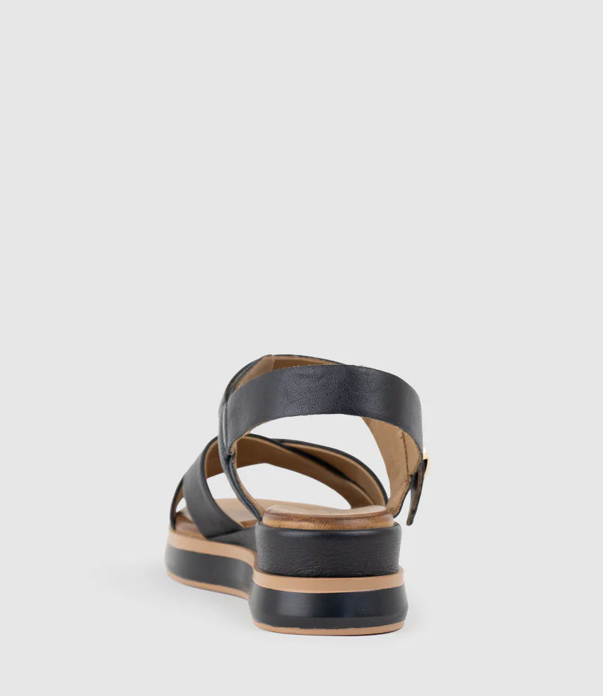SLAIN Crossover Sandal with Buckle on Unit in Black - Image 3
