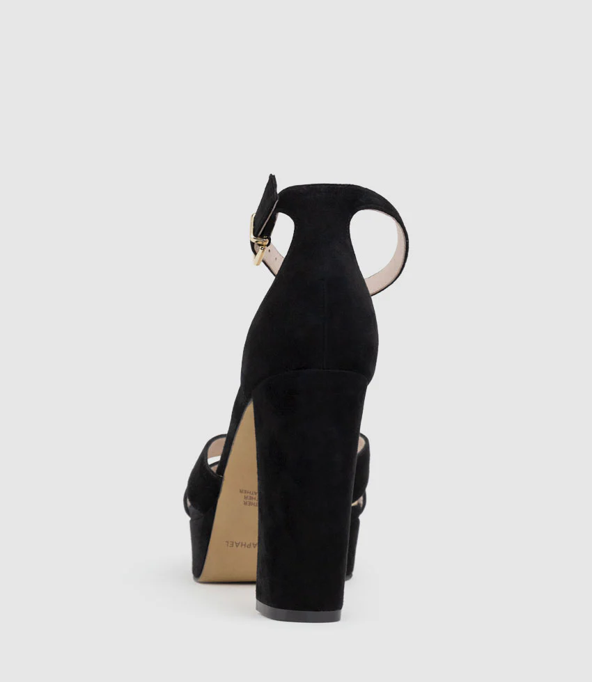 SLOANE110 Platform Sandal in Black Suede - Image 3