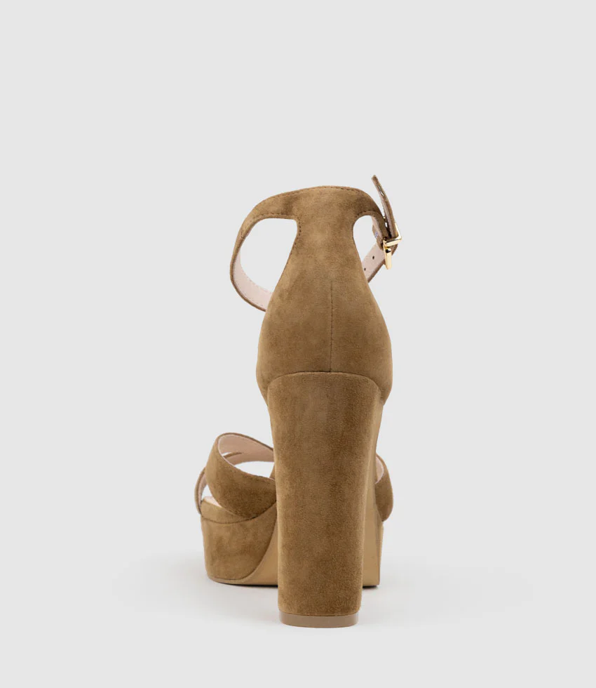SLOANE110 Platform Sandal in Tawny Suede - Image 4
