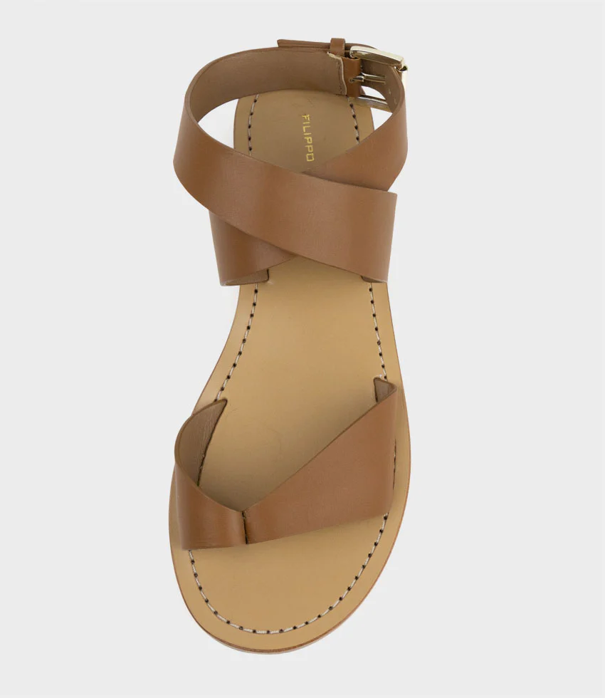 SOLINDA Ankle Wrap Sandal in Tan - Image 4