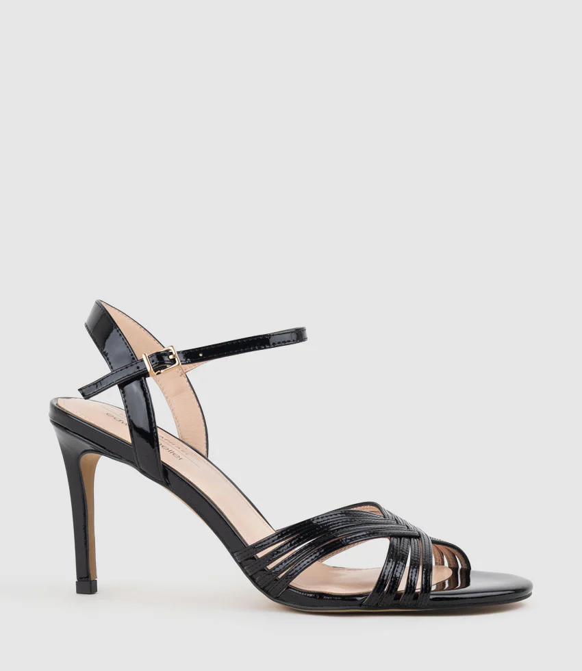 SONAS85 Strappy Sandal in Black Patent - Image 3