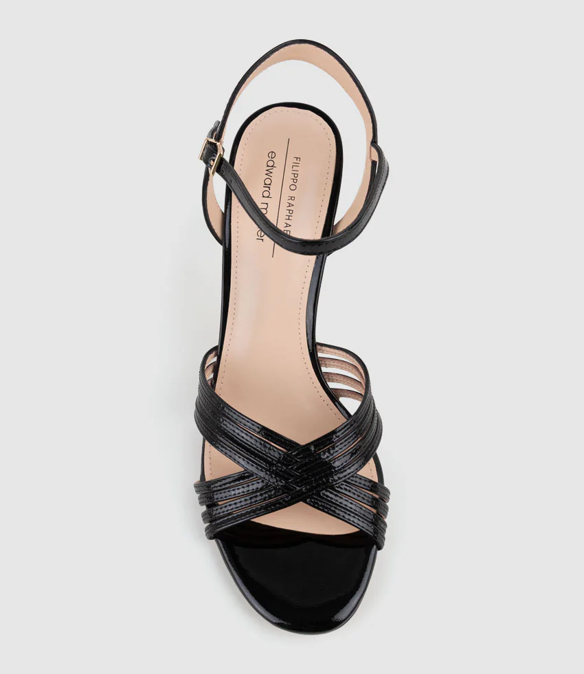 SONAS85 Strappy Sandal in Black Patent - Image 5