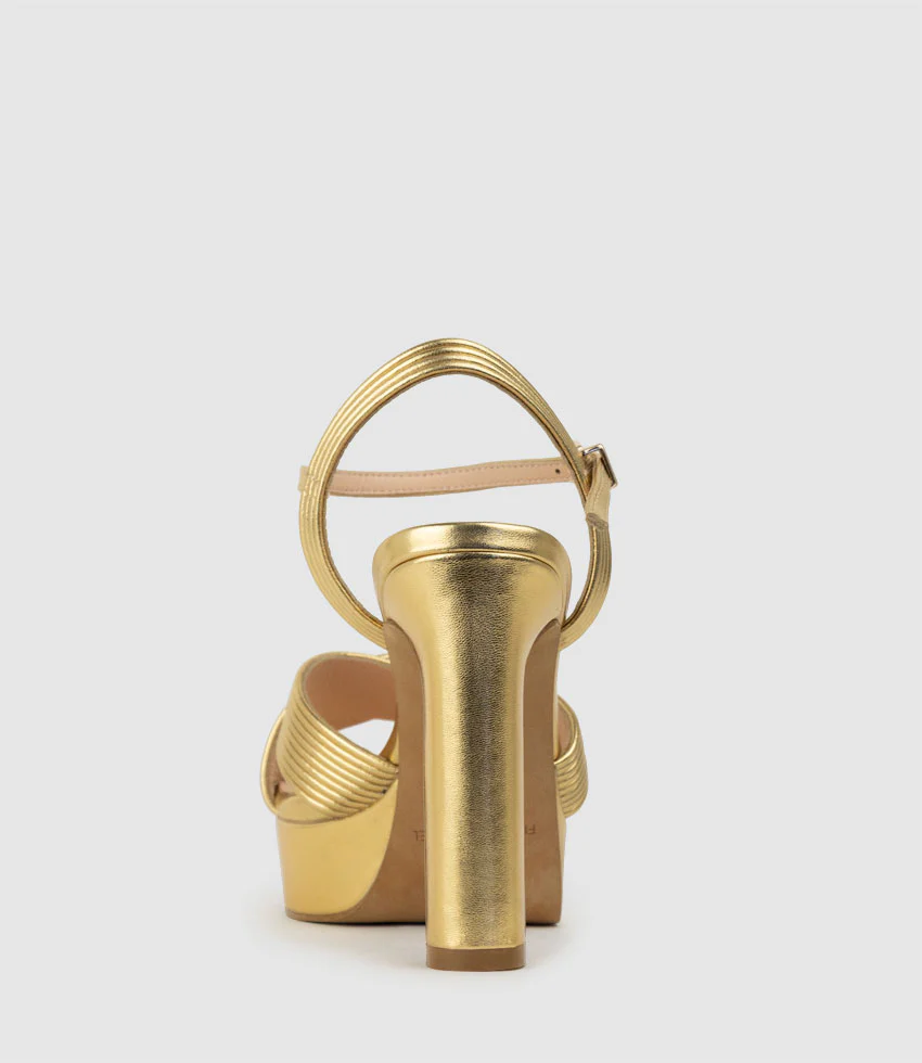 SORROW110 Tubed Crossover Platform Sandal in Aged Gold - Image 4
