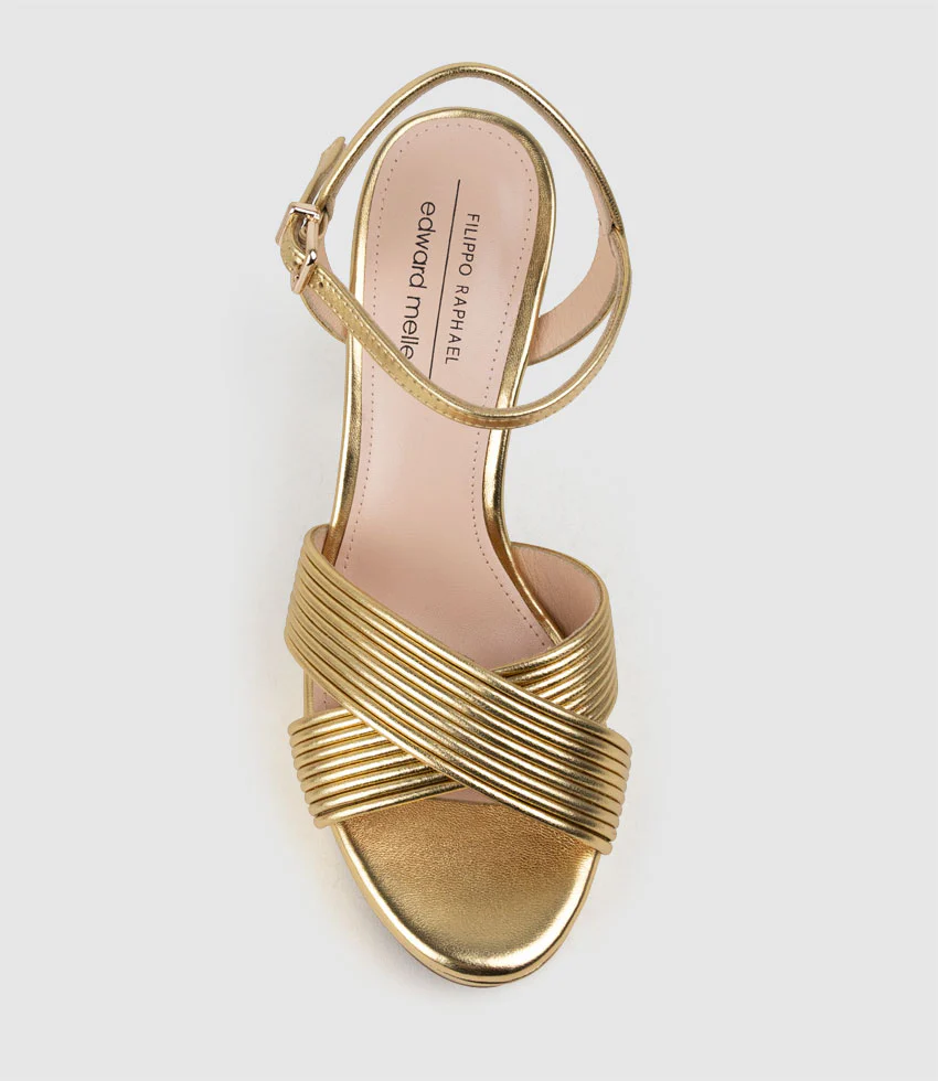 SORROW110 Tubed Crossover Platform Sandal in Aged Gold - Image 6