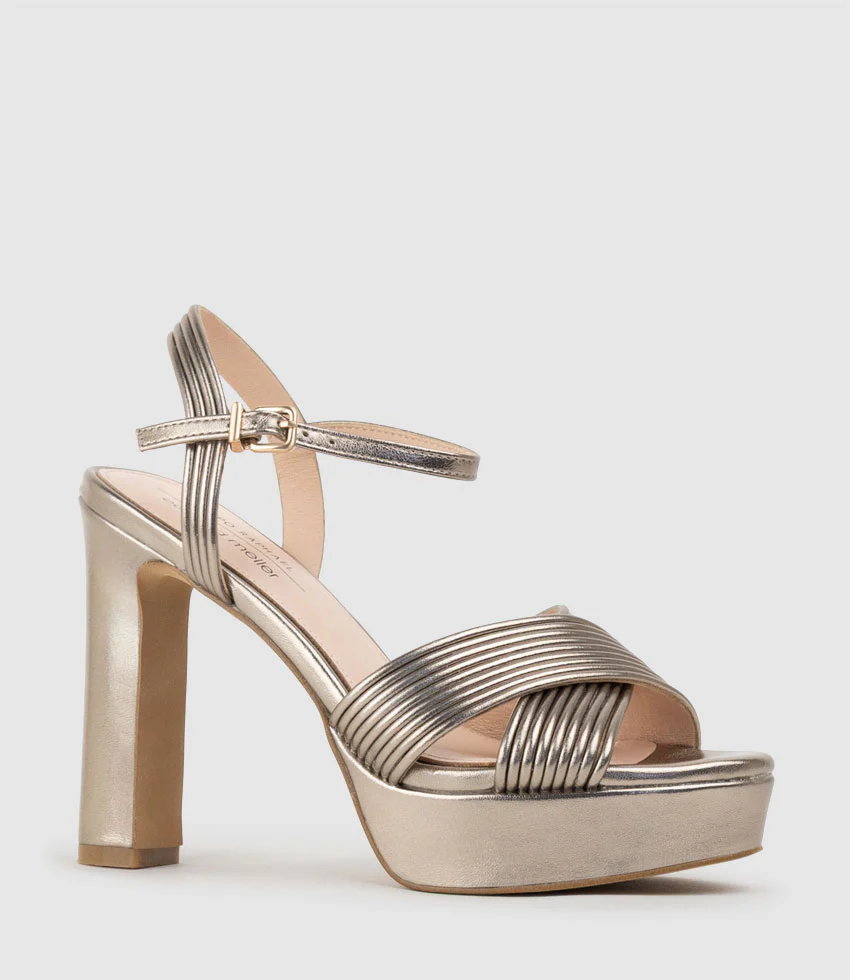 SORROW110 Tubed Crossover Platform Sandal in Pewter - Image 3