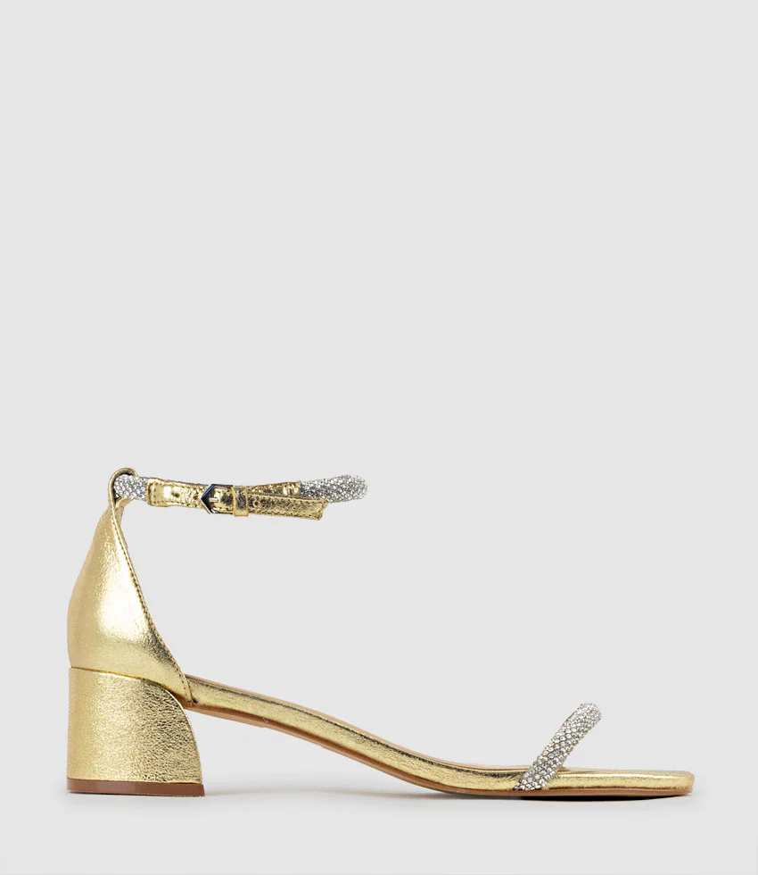 STELLAR50 Crystal Strappy Sandal in Gold