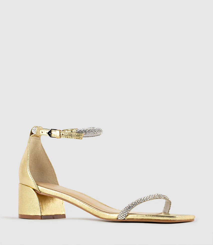 STELLAR50 Crystal Strappy Sandal in Gold - Image 3
