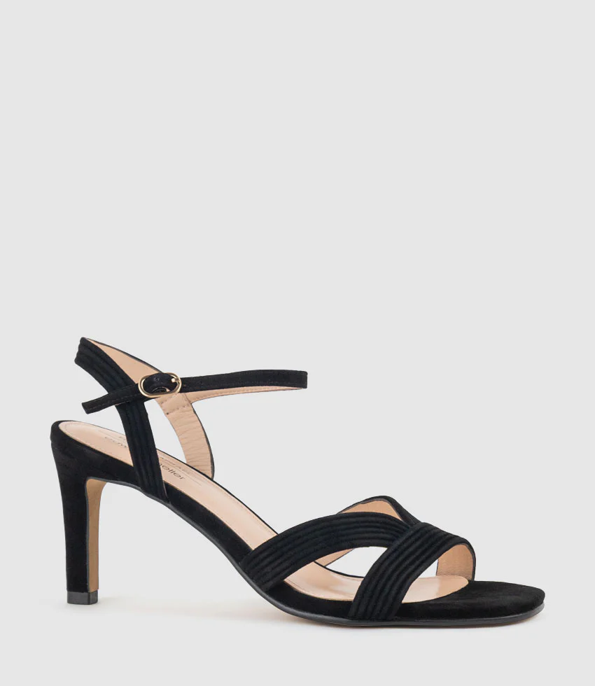 SULIN75 Tubed V Front Sandal in Black Suede - Image 2