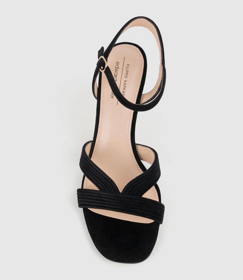 SULIN75 Tubed V Front Sandal in Black Suede - Image 4