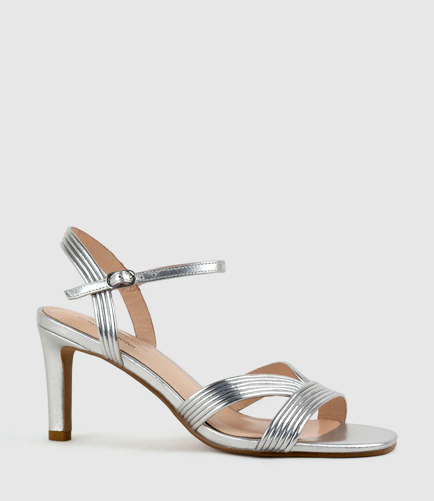 SULIN75 Tubed V Front Sandal in Silver - Image 3