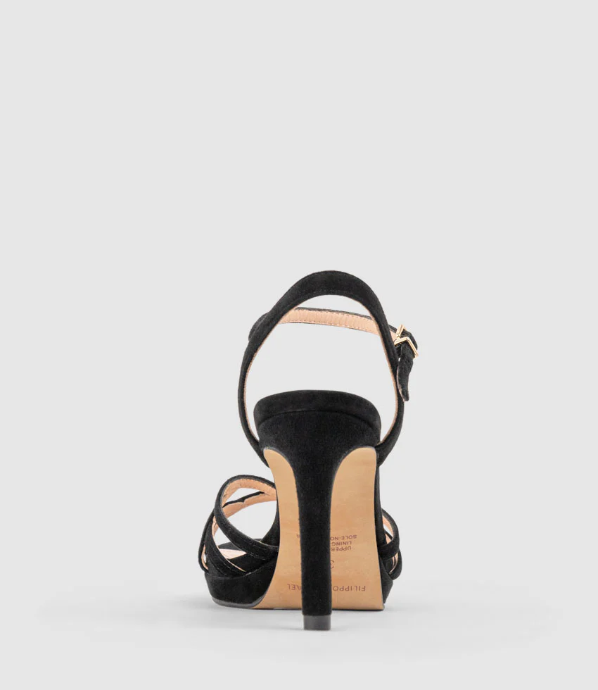 SWIFT90 Lattice Front Platform Sandal in Black Suede - Image 3