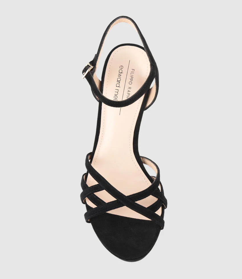SWIFT90 Lattice Front Platform Sandal in Black Suede - Image 4