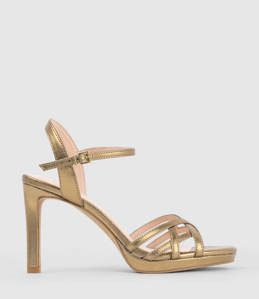 SWIFT90 Lattice Front Platform Sandal in Brass