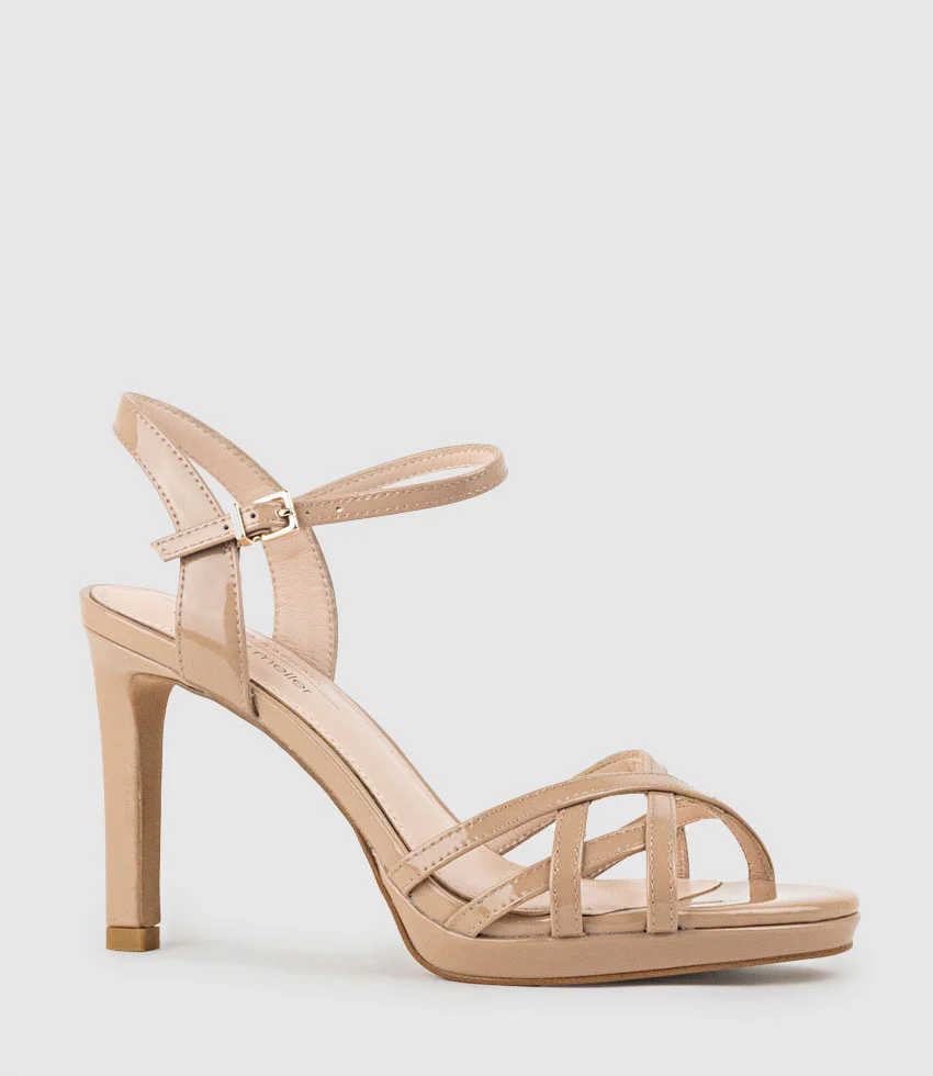 SWIFT90 Lattice Front Platform Sandal in Nude Patent - Image 3