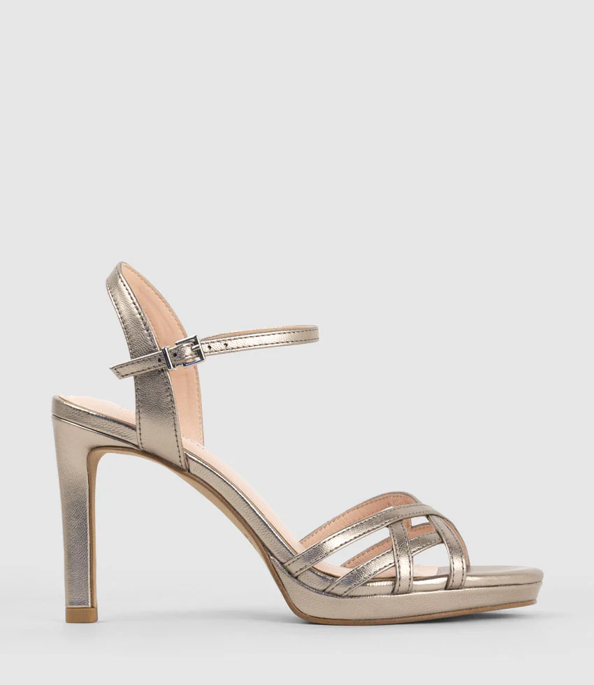 SWIFT90 Lattice Front Platform Sandal in Pewter