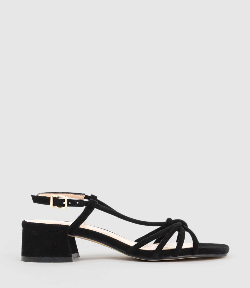 SYAN35 Tubed Knot Sandal in Black Suede