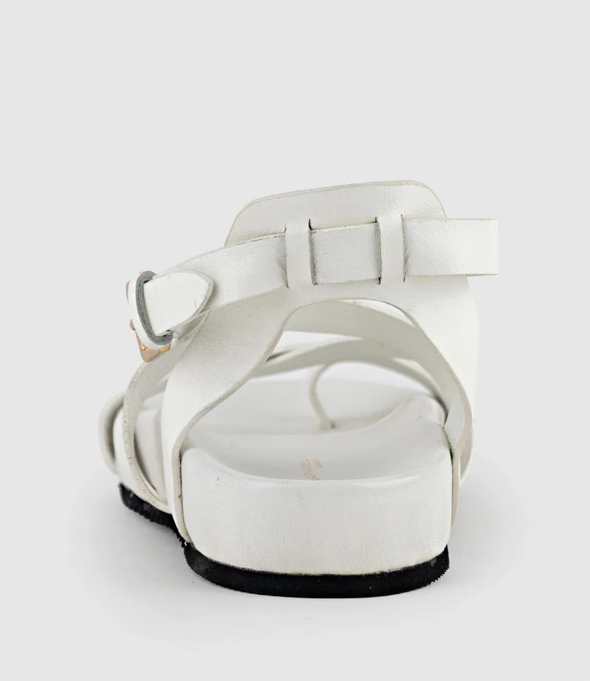 SYM Strappy Sandal on Footbed in White - Image 3