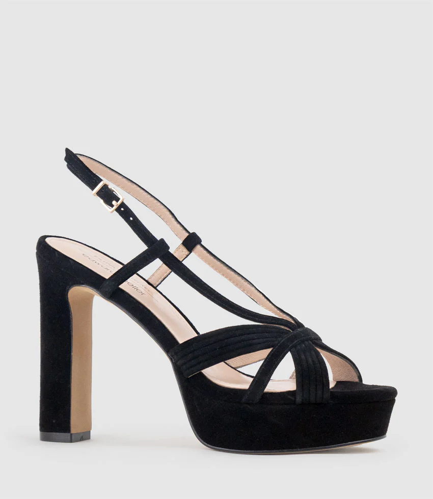 SYRO110 V Strap Platform Sandal in Black Suede - Image 3