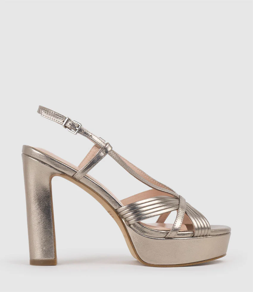SYRO110 V Strap Platform Sandal in Pewter