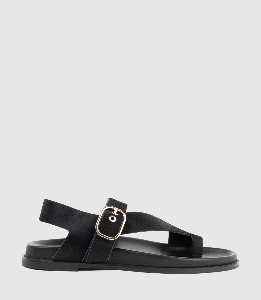 TALE Asymmetrical Thong on Unit in Black Pony Hair